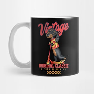 Dachshund Vintage Classic Wiener on Wheels Mug